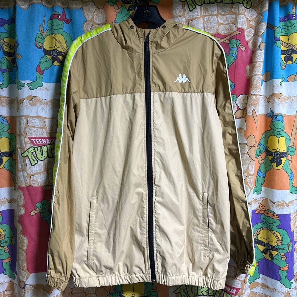 Kappa Tan and Beige Windbreaker with Neon Accents
